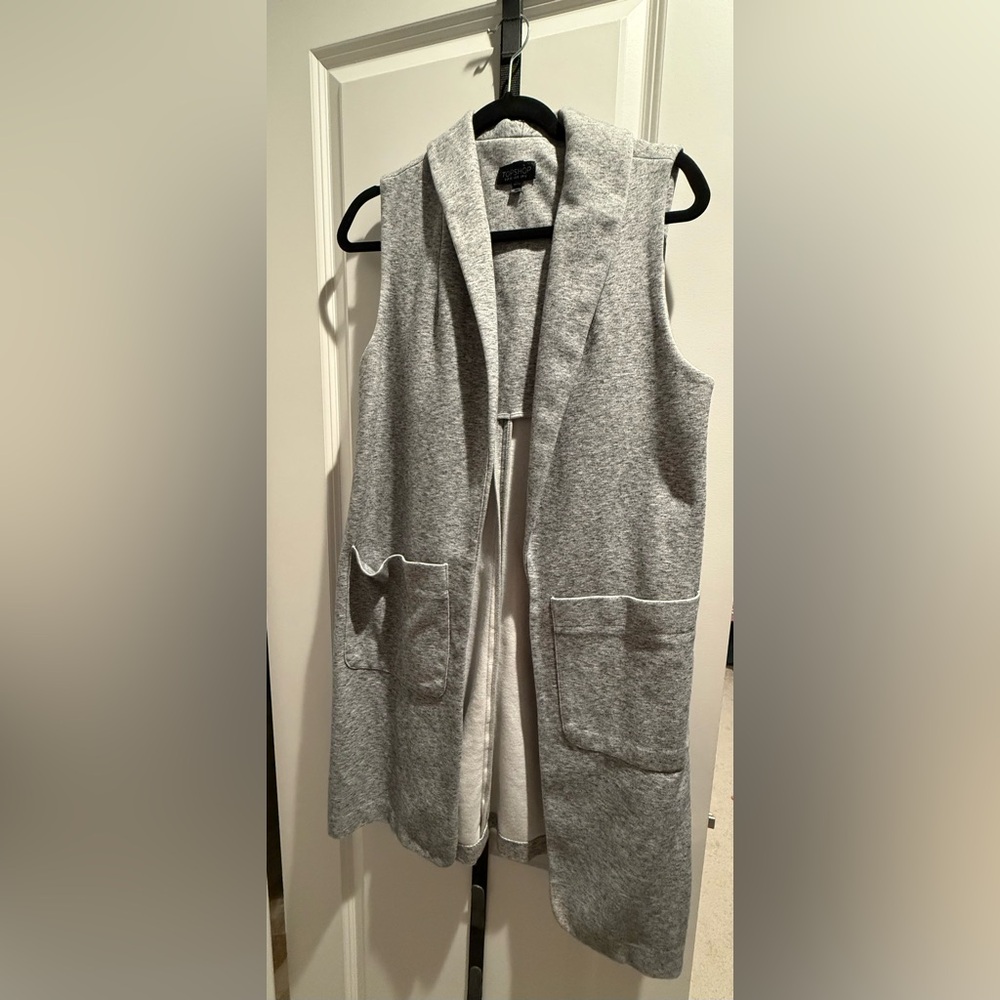 Topshop Heather Gray Open Front Vest